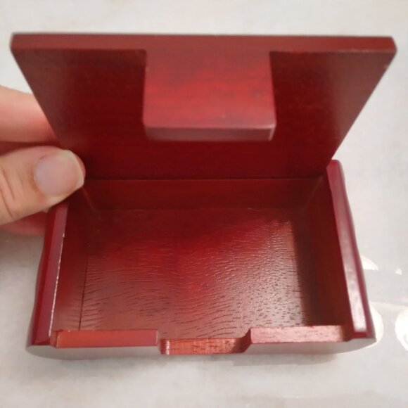 ASIAN WOODEN VINTAGE TRINKET JEWELRY ENAMEL FLOWERS BAMBOO ROSEWOOD BOX - Picture 6 of 9